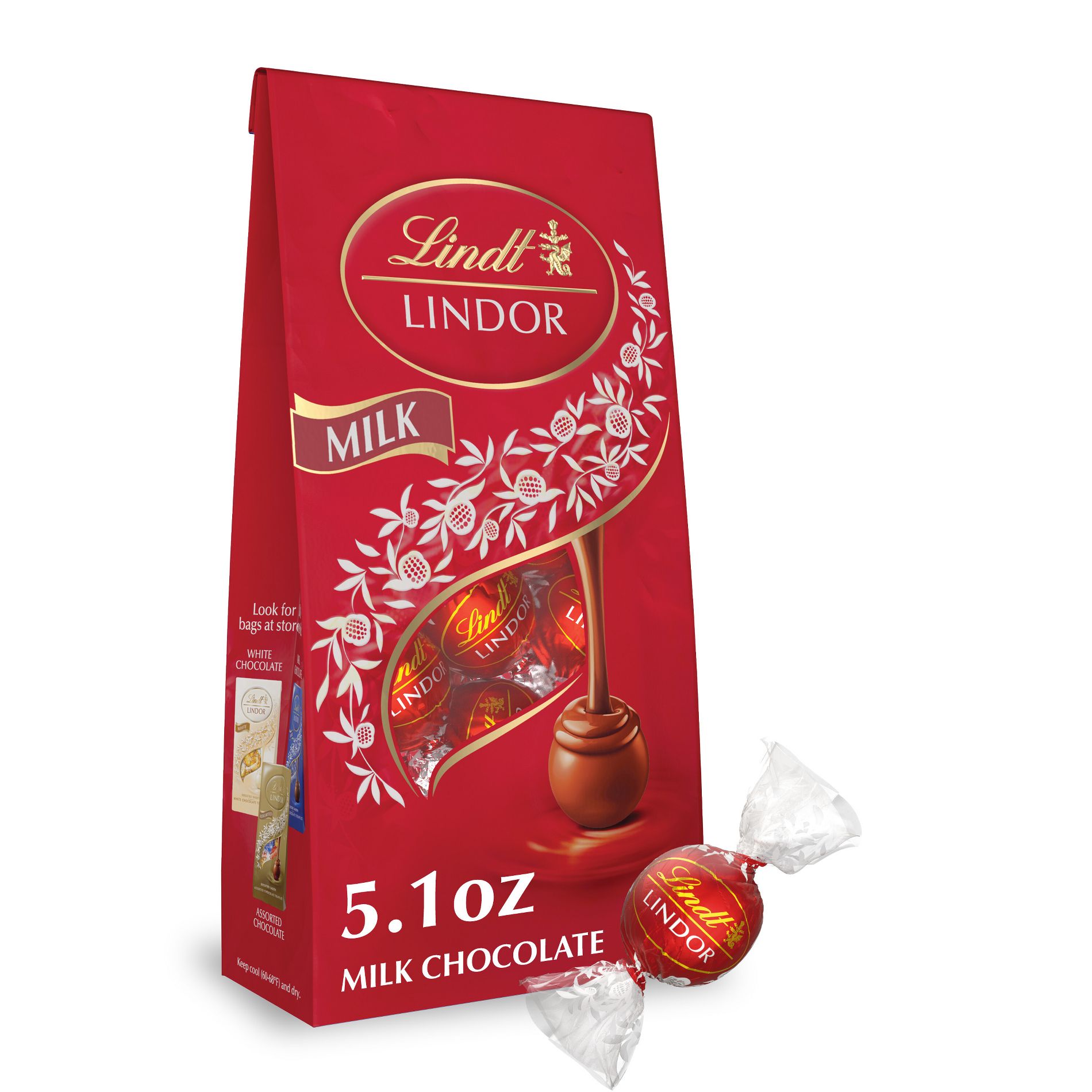 LINDOR, Lindt Milk Chocolate Candy Truffles - 5.1oz