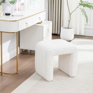 SEYNAR Modern Glam Teddy Velvet Upolstered U-Shaped Ottoman - 1 of 4