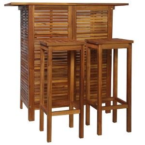 vidaXL 3 Piece Bar Table and Chair Set Solid Acacia Wood - 1 of 4