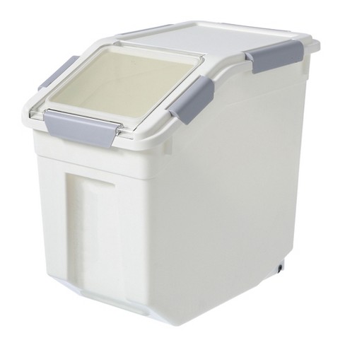 Hanamya 10 Liter Food Storage Lidded Container With Handle, Wheels, And  Measuring Cup For 20 Pounds Of Rice Or 10 Pounds Of Dry Pet Food, White :  Target