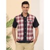 INSPIRE CHIC Men's Short Sleeves Button Color Block Patchwork Plaid Shirts - 2 of 4