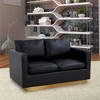 LeisureMod Nervo Mid-Century Modern Upholstered Faux Leather Loveseat with Gold Frame - 2 of 4