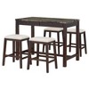 5-Piece Modern Faux Marble Versatile Bar Table Set with Storage Drawers and Padded Stools, Ideal for Space-Saving Dining Nooks or Small Kitchens - 3 of 4