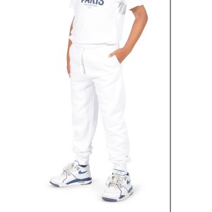 EVERYDAY KIDS Boys Cotton Fleece Sweatpants; Boys’ Activewear Jogger Pants - Soft and Breathable Cotton/Poly Blend, White - 1 of 4