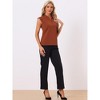 Allegra K Women's Work Office V Neck Stand Collar Lace Cap Sleeve Basic Blouse - 4 of 4
