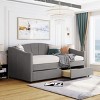 Twin Size Upholstered Daybed with Storage Drawers, Velvet Sofa Bed with Backrest and Two Armrests-Baofuwish - 2 of 4