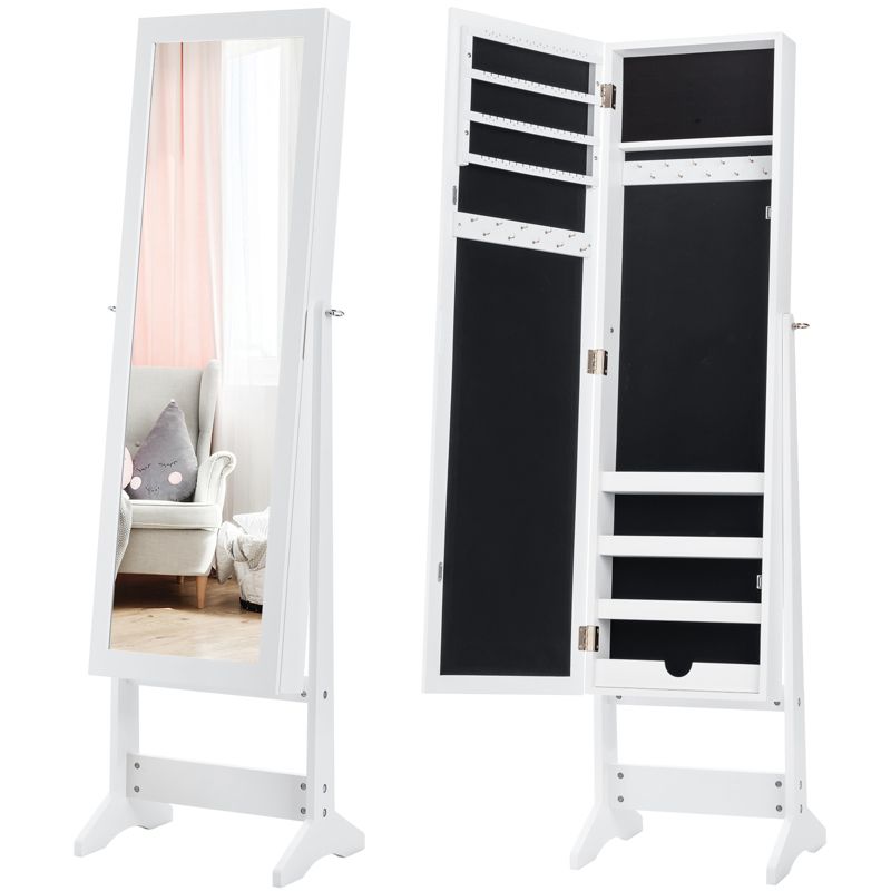 Tangkula 2-in-1 Freestanding Jewelry Cabinet Organizer with Full-Length Mirror Black/ White, 4 of 7