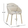 Coolbibila Modern Style Dining Chairs Set Of 2,Upholstered Round Back Dining Chair,Sloping Armrests,Kitchen Dining Chair With Metal Legs - 4 of 4
