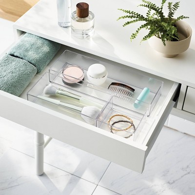 3 Bathroom Plastic Tray Beauty Organizer Set Clear - Brightroom&#8482;