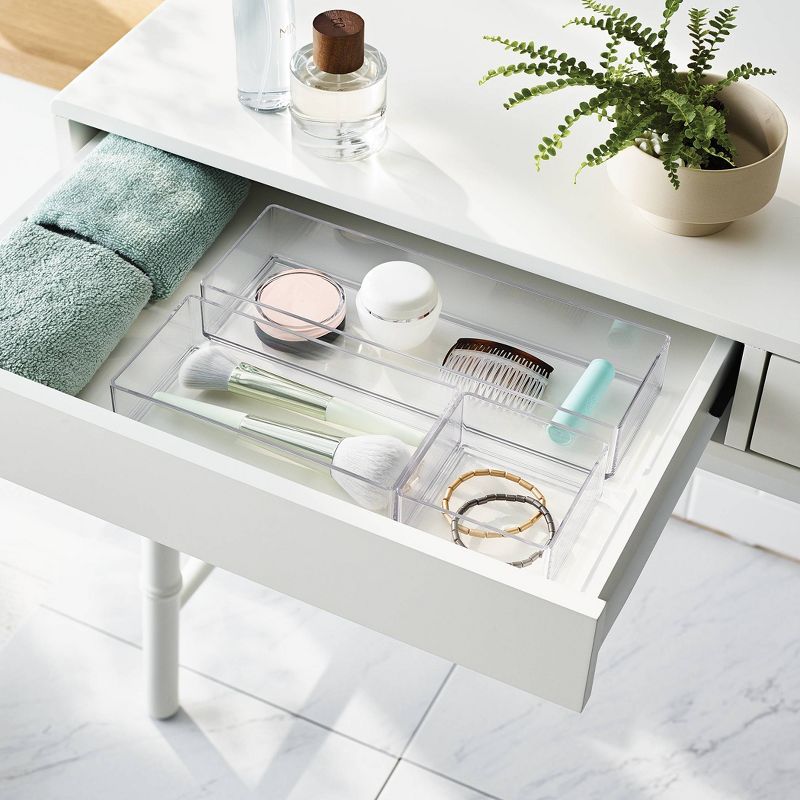 3 Bathroom Plastic Tray Beauty Organizer Set Clear - Brightroom&#8482;, 3 of 8