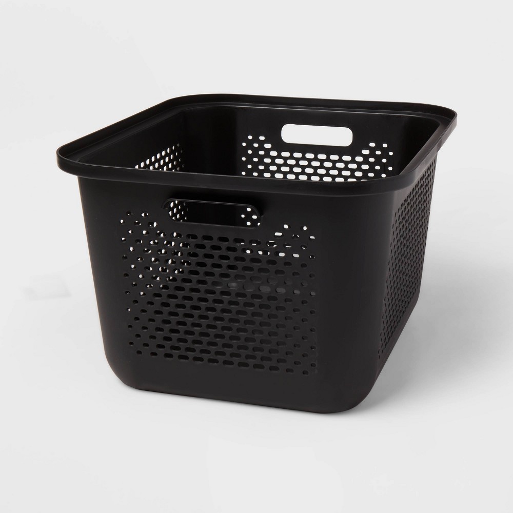 4 units Medium Decorative Plastic Bin with Cutout Handles Charcoal - Brightroom™: Stackable Storage, 16.9L, Fits 13" Cube System