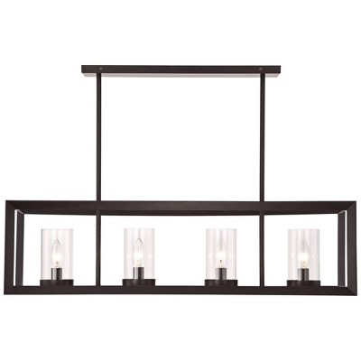 Oil Rubbed Bronze Linear Pendant Chandelier with Clear Glass