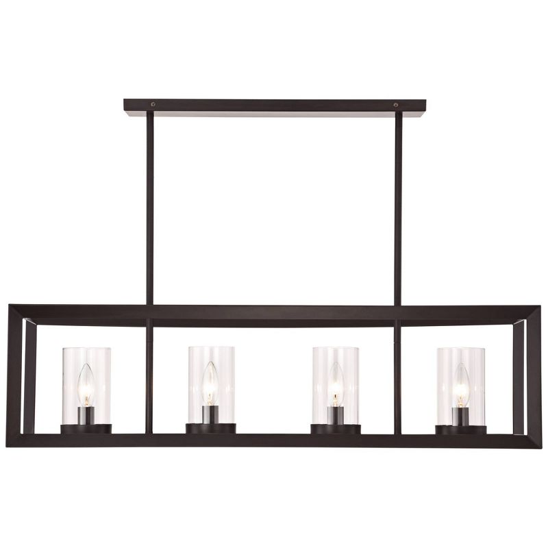 Franklin Iron Works Cove Point Oil Rubbed Bronze Linear Pendant Chandelier 34 1/2" Wide Rustic Clear Glass 4-Light Fixture for Dining Room Kitchen, 5 of 7