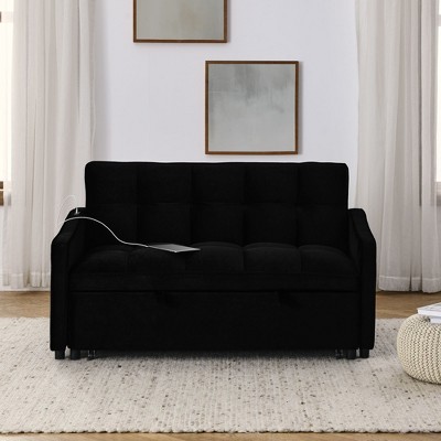 NicBex Classic Convertible Sleeper Chair, Pull-out Sofa Bed with  2 Arm Pockets,Couches with USB Charging Design for Living Room,Gray/Beige/Black/Blue