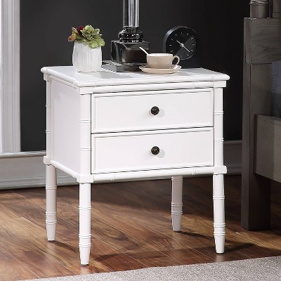 Ellison Traditional White 2-Drawer Nightstand with Bamboo Accents