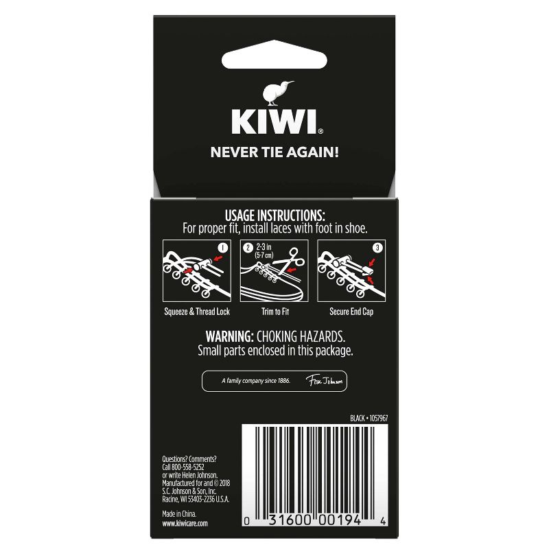 KIWI Sneaker No Tie Shoe Laces - Black 1 pair, 4 of 9