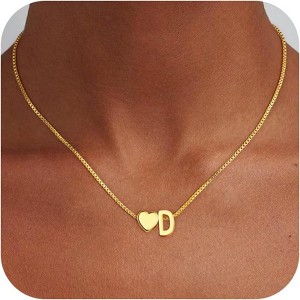 Heart Initial Necklace for Teens, 18K Gold Plated Letter Pendant for Christmas & Birthday - 1 of 4