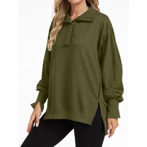 Clearlove Women's Lace V-Neck Loose Hoodie Lace Pullover Long Sleeve Sweatshirts Hoodies Tops - 1 of 4