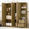 3 Doors Wooden Dat Armoire Closet With Shelves And 2 Drawers,Armoire Wardrobe With Side Storage Shelves,Wardrobe Closet -Maison Boucle - 2 of 4