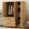 Clothing Storage With 4 Doors And 3 Drawers, Modern Armoire With Ample Hanging Rail, Armoire Closet With Classic Design-Cuddlewood - 2 of 4