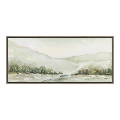 Kate & Laurel All Things Decor 18"x40" Sylvie Winter Landscape 6 Framed Canvas Wall Art by Annie Quigley Nature Holiday Snow - image 1 of 4