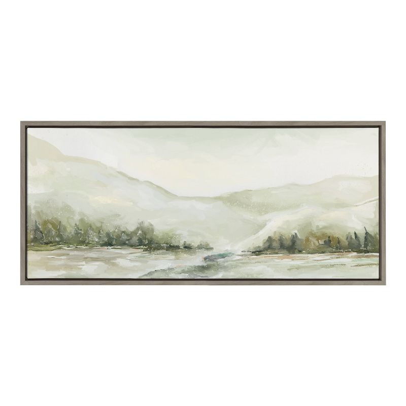 Kate &#38; Laurel All Things Decor 18&#34;x40&#34; Sylvie Winter Landscape 6 Framed Canvas Wall Art by Annie Quigley Gray Nature Holiday Snow, 1 of 7