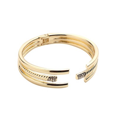 Women's Rope Open Bangle Bracelet - Champayne Gold