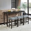 4 Piece Bar Table Set With Power Outlet, Bar Table Set With Chairs, Bar Table With Stools, Behind Couch Table With 3 Padded Stools-Cuddlewood - 2 of 4