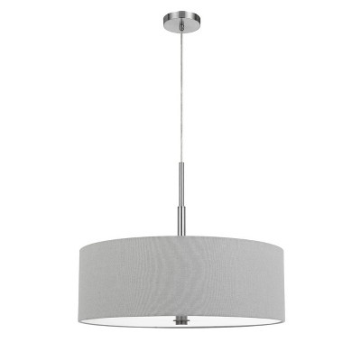 24" Lonoke Pendant Fixture with Hardback Linen Drum Shade Gray - Cal Lighting