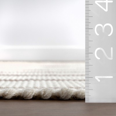 Toluca Ivory and Brown Striped Wool Rectangular Area Rug, 4' x 6'