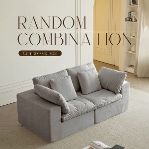 Swtroom 79" Boneless Cloud Modular Sofa, 35D High Density Foam, No Assembly Required, Compression Sofa with Wide Armrests and Pillows - 1 of 4