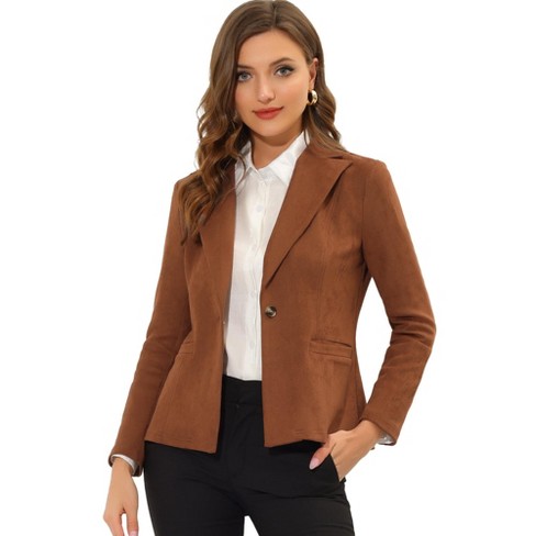 Faux Suede Shawl Collar Blazer