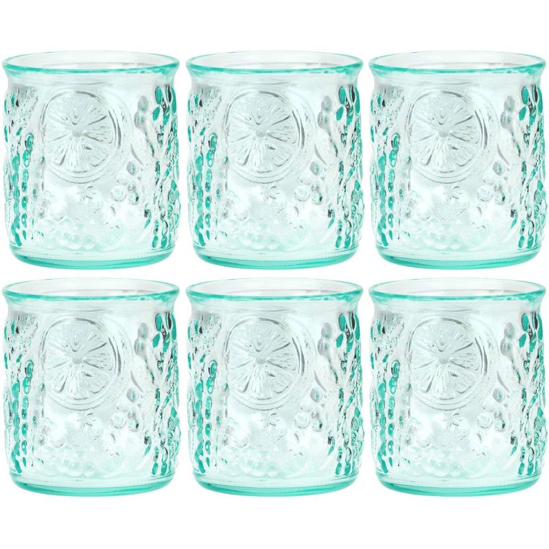 Amici Home Italian Recycled Green Frutta (Fruit) DOF Glasses, Drinking Glassware with Green Tint, Embossed Fruits Design, Set of 6, 12-Ounce, 1 of 4