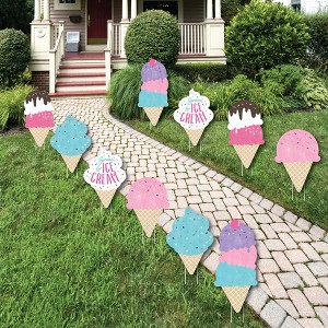 Big Dot of Happiness Scoop Up the Fun - Ice Cream Cone - Lawn Decorations - Outdoor Sprinkles Party Yard Decorations - 10 Piece - 1 of 4