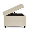 CAVINAS Linen Fabric Storage Ottoman Bench with Wheels,Upholstered Storage Ottoman,Storage Bench for Living Room,Bedroom - 4 of 4