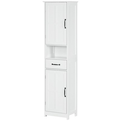 kleankin Tall Bathroom Storage Cabinet, Free Standing Bathroom Cabinet Slim  Side Organizer w/ 3-Tier Shelf, Bamboo Door, White - On Sale - Bed Bath &  Beyond - 36741344