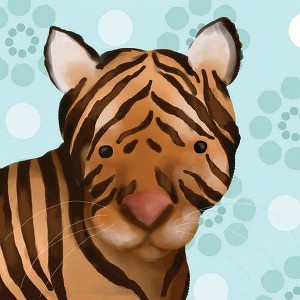 Oopsy Daisy's Aaron the Tiger - Blue Canvas Wall Art - Size 10x10 - 1 of 1