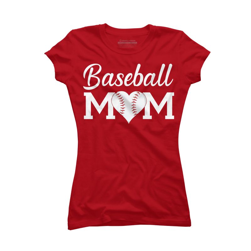 Junior's Design By Humans Baseball Mom Heart By shirtpublic T-Shirt, 1 of 3