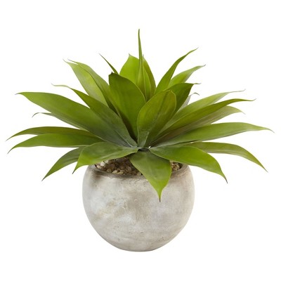 Nearly Natural 24-in Agave Artificial Plant in Sand Colored Bowl
