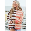 Brown Stripe Color Block Drop Shoulder Pullover Sweatshirt - 3 of 4