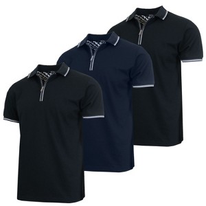 Galaxy By Harvic Men’s Modern Fit Polo Shirt with Zip Placket-3 Pack - 1 of 3