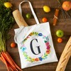 2 Pack Monogrammed Initial Tote Bags, Reusable Grocery Bag for Women, Embroidered, White, 29 in. - 2 of 4