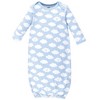 Luvable Friends Baby Boy Cotton Long-Sleeve Gowns 3pk, Boy Clouds, 0-6 Months - image 2 of 4