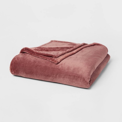 Full Queen Microplush Bed Blanket Berry Threshold