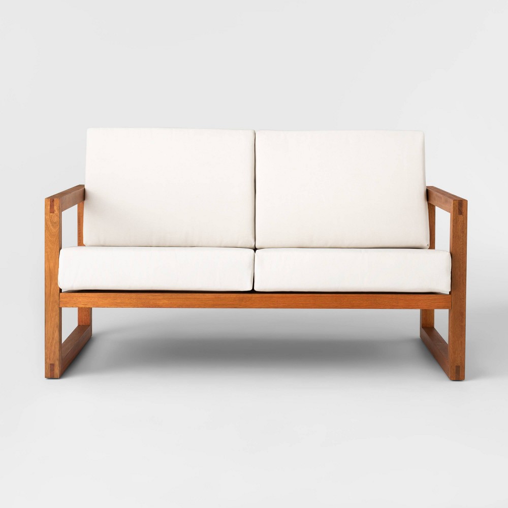 Kaufmann Wood Patio Loveseat - Linen - Project 62