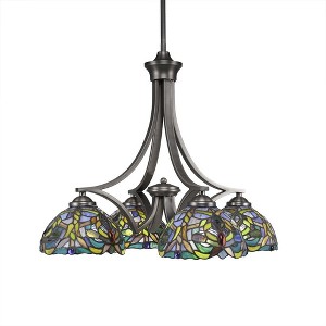 Toltec Lighting Zilo 4 - Light Chandelier in  Graphite with 7" Kaleidoscope Art Glass Shade - 1 of 1