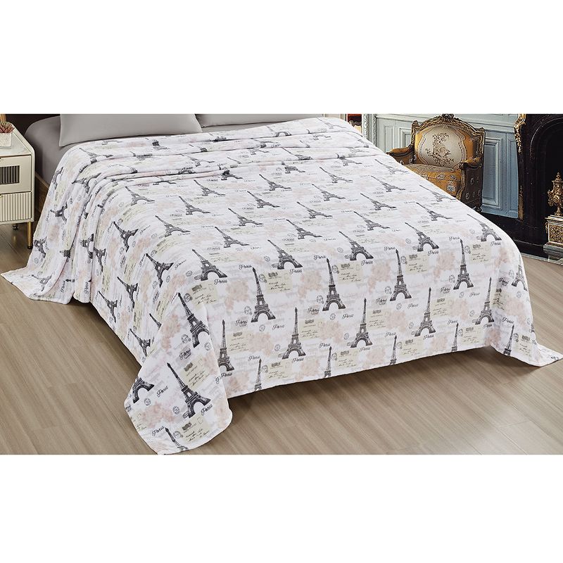 Plazatex Luxurious Ultra Soft Lightweight Brigette Printed Bed Blanket White, 2 of 5