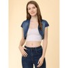 INSPIRE CHIC Women's Casual Cap Sleeve Open Front Crop Denim Shrugs - 3 of 4