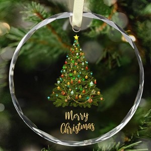 Christmas Ornaments, Christmas Tree Ornaments, Elegant Glass Christmas Tree Ornament - Merry Christmas Round Holiday Decoration - 1 of 4