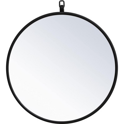 Elegant Lighting Metal frame round mirror with decorative hook 18 inch in Black